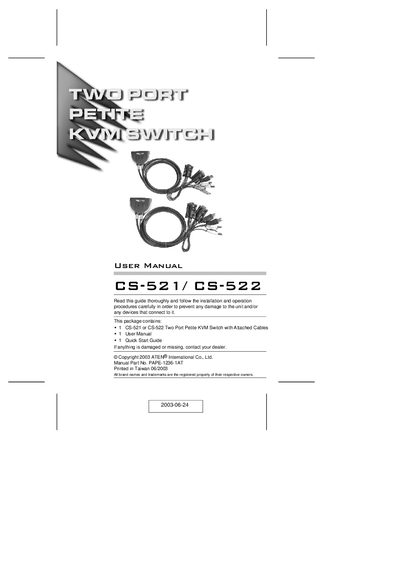 ATEN CS-521/CS-522 User Manual - cover page