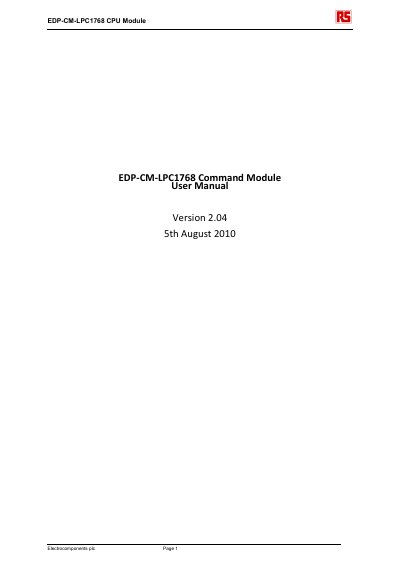 Electrocomponents EDP-CM-LPC1768 CPU Module User Manual - cover page