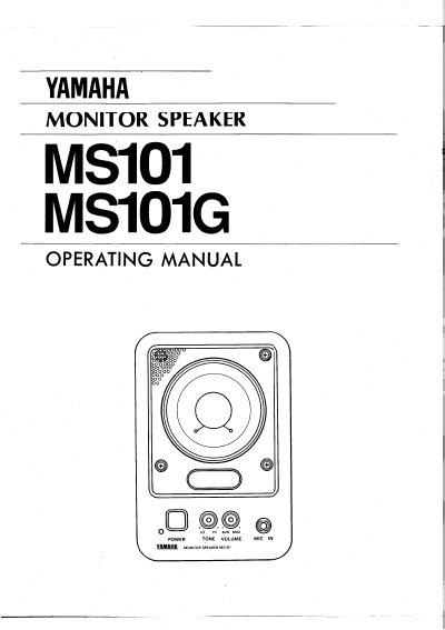 Yamaha MS101/MS101G Monitor Speaker Operating Manual