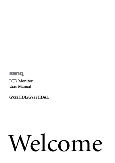 BenQ G922HDL/G922HDAL LCD Monitor User Manual