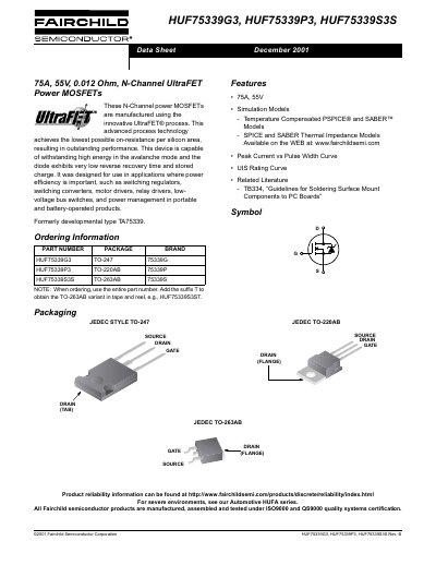 FAIRCHILD HUF75339G3 HUF75339P3 HUF75339S3S Manual - cover page