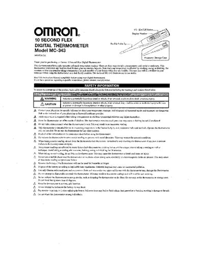 Omron MC-343 10 Second Flex Digital Thermometer Instruction Manual - cover page