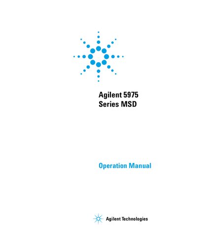 Agilent 5975 Series MSD Operation Manual - cover page