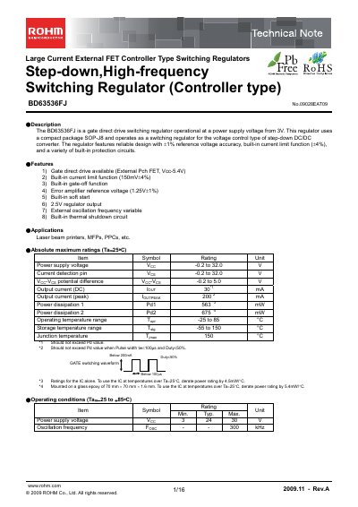 ROHM BD63536FJ Technical Note - cover page