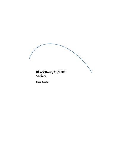 BlackBerry 7100 Series User Guide - cover page