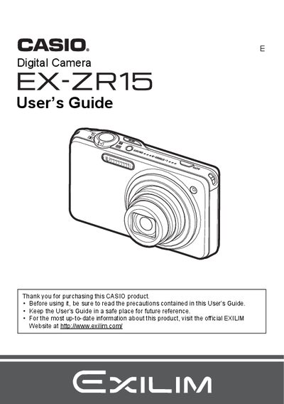 Casio EX-ZR15 Digital Camera User's Guide