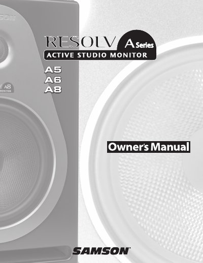 Samson Resolv A5/A6/A8 Studio Reference Monitor User Manual - cover page