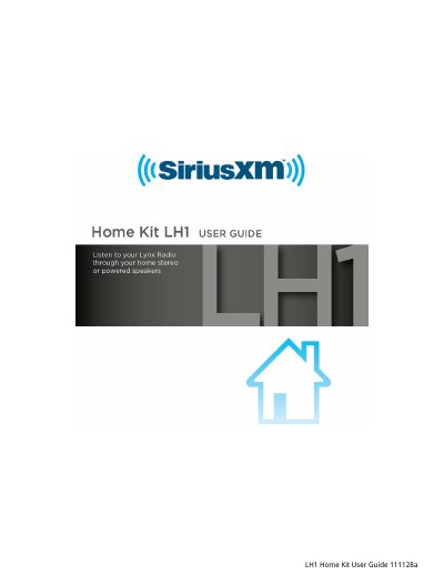 SiriusXM LH1 Home Kit User Guide - cover page