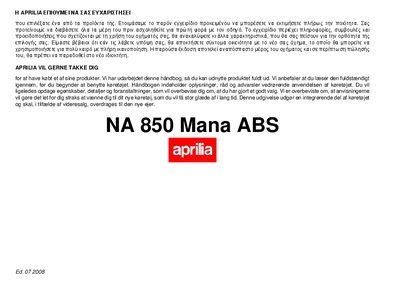 Aprilia NA 850 Mana ABS User Manual