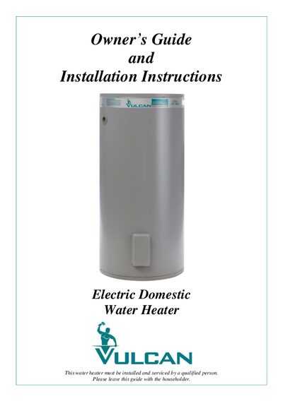 Rheem Vulcan 661/662/671 Electric Water Heater Owner's Guide - cover page