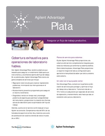 Agilent Advantage Silver Service Plan Guide - cover page