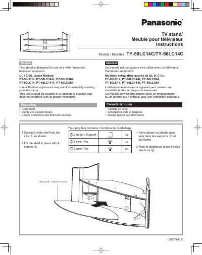 Panasonic TV Stand TY-50LC14C/TY-60LC14C Instructions - cover page