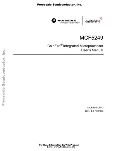Freescale MCF5249 ColdFire Integrated Microprocessor User Manual - cover page