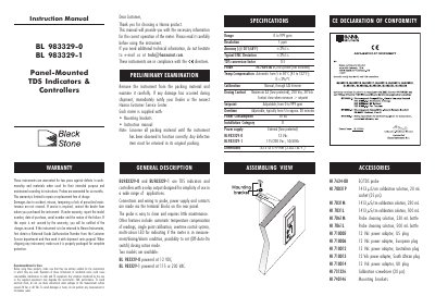 BL 983329-0 BL 983329-1 Panel-Mounted TDS Indicators Controllers Instruction Manual - cover page