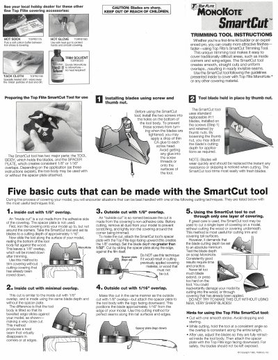Top Flite SmartCut Trimming Tool Instructions - cover page