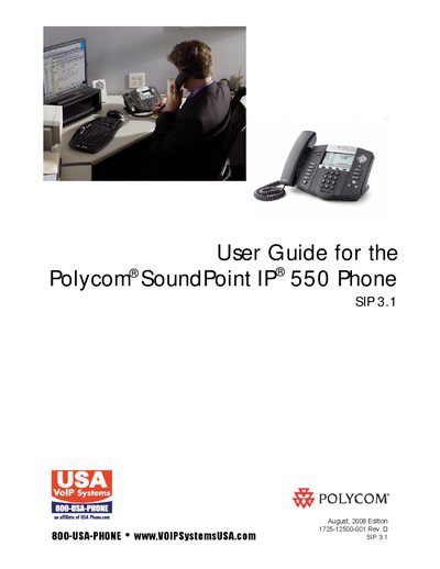 POLACOM User Guide for the Polycom SoundPoint IP 550 Phone SIP 3.1 - cover page