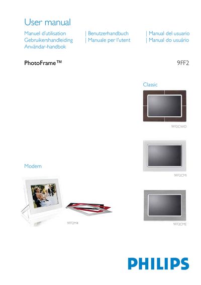 Philips 9FF2 PhotoFrame User Manual - cover page
