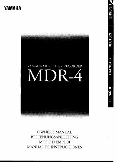 Yamaha MDR-4 Music Disk Recorder Owner's Manual - cover page