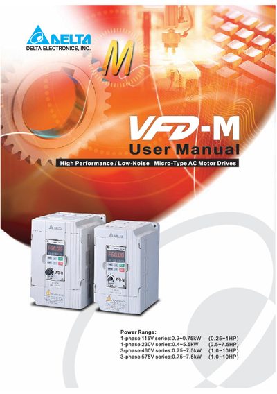 Delta VFD-M Series AC Motor Drive Service Manual - cover page