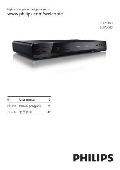 Philips BDP3100 BDP3080 User Manual - cover page