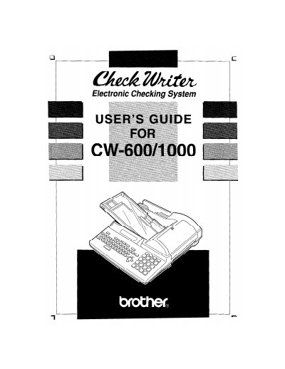 Brother CW-600/1000 CheckWriter User's Guide - cover page