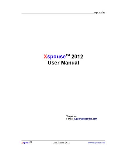 Tolapa Xspouse 2012 User Manual