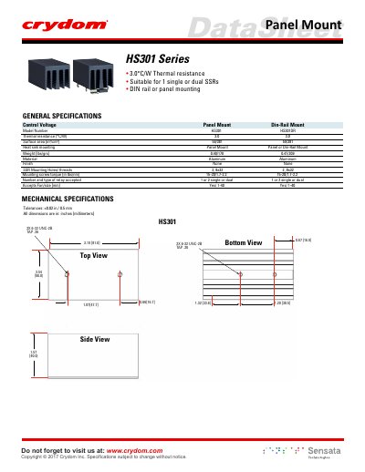 Crydom HS301 Series Thermal Base Datasheet