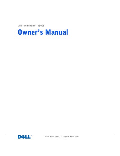 Dell Dimension 4300S User Manual - cover page