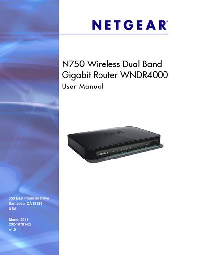 Netgear WNDR4000 N750 Wireless Dual Band Gigabit Router User Manual - cover page