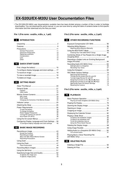 EX-S20U/EX-M20U User Documentation Files - cover page