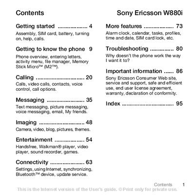 Sony Ericsson W880i User Manual - cover page
