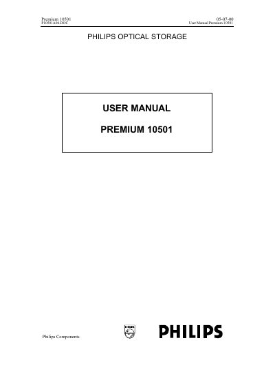 Philips Premium 10501 User Manual - cover page