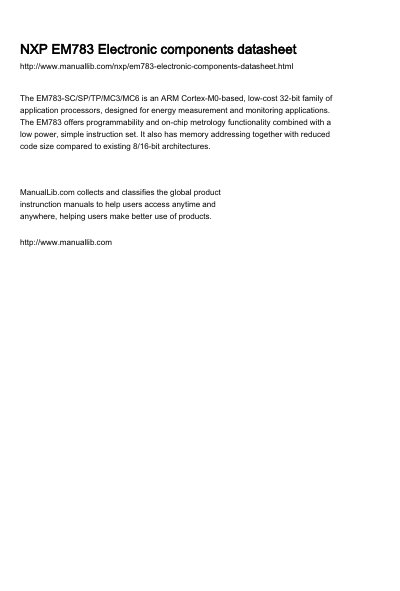 NXP EM783 Energy Metering IC Datasheet - cover page