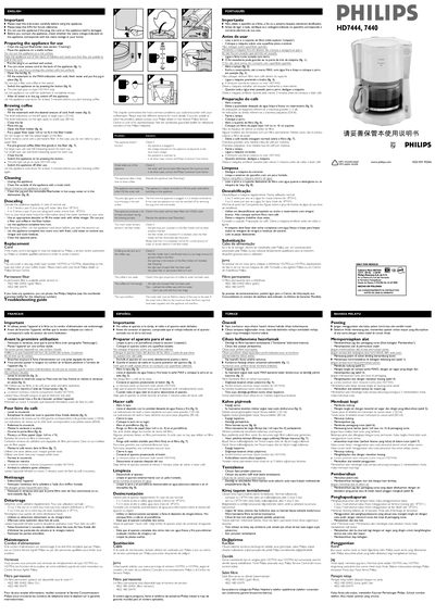 PHILIPS HD7444/7440 Manual - cover page