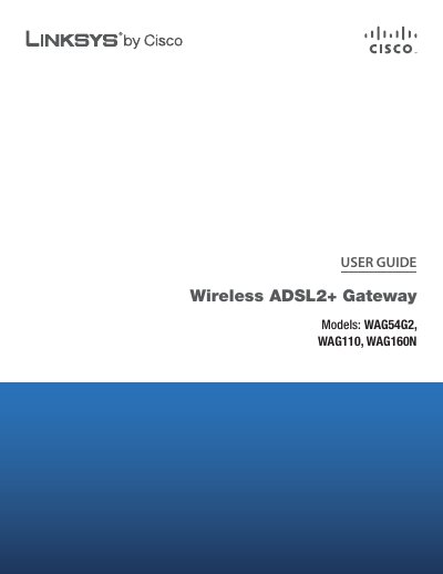 Linksys WAG54G2/WAG110/WAG160N Wireless ADSL2+ Gateway User Guide - cover page