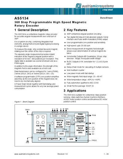 Austriamicrosystems AS5134 Datasheet - cover page