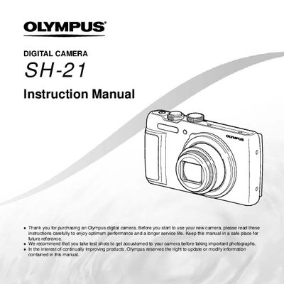 Olympus SH-21 Digital Camera Instruction Manual - cover page