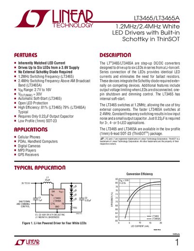 Linear Technology LT3465/LT3465A Datasheet - cover page