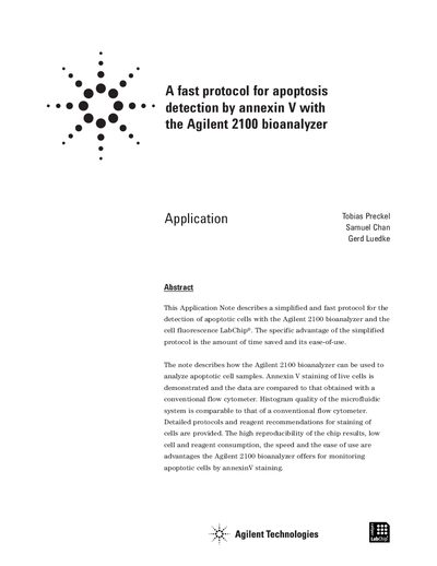 Agilent 2100 Bioanalyzer Apoptosis Detection Application Note - cover page