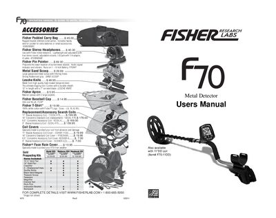 Fisher F70 Metal Detector User Manual - cover page
