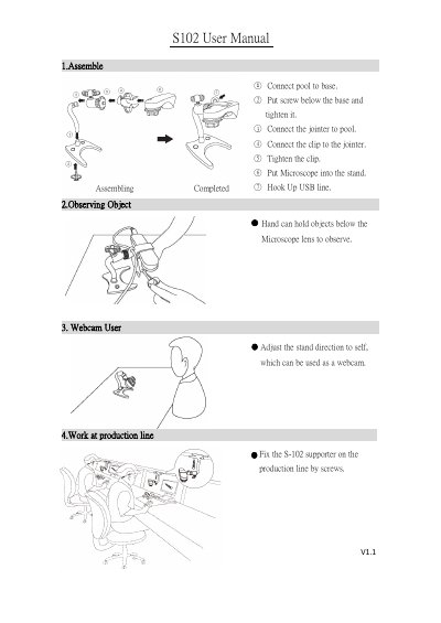 S S102 Microscope User Manual - cover page