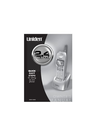 Uniden DCX640 Additional Handset and Charger User Manual - cover page