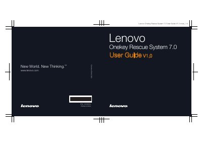 Lenovo Onekey Rescue System 7.0 User Manual - cover page