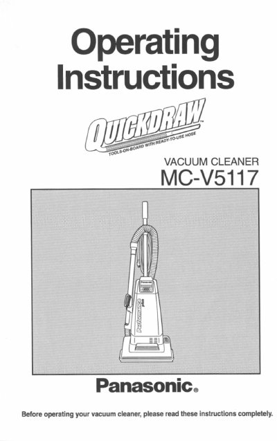 Panasonic MC-V5117 Vacuum Cleaner Operating Instructions - cover page