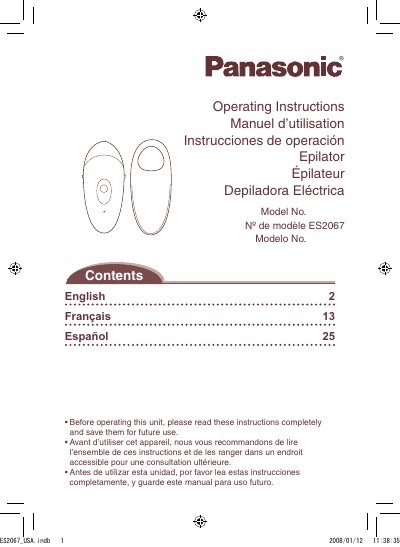 Panasonic ES2067-MUL Manual - cover page