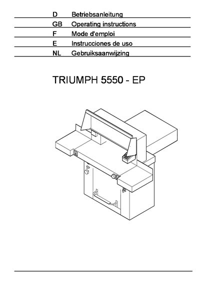 Triumph 5550-EP Paper Cutter Operating Instructions - cover page