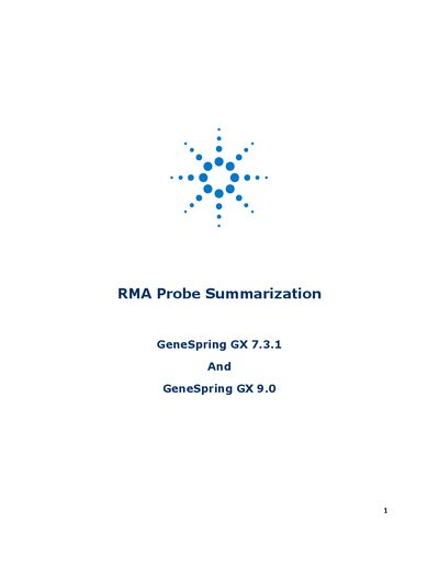 Agilent GeneSpring GX Probe Summarization Guide - cover page