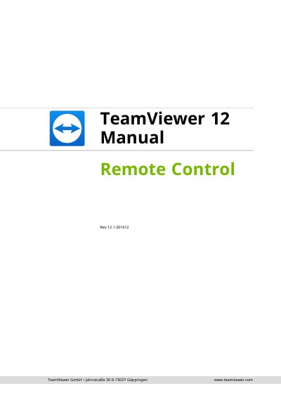 TeamViewer 12 Remote Control User Manual - cover page