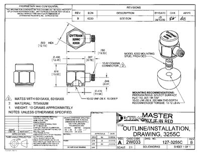 Dytran 3255C Accelerometer Installation Drawing - cover page