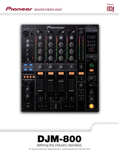Pioneer DJM-800 Digital Mixer Product Leaflet - cover page